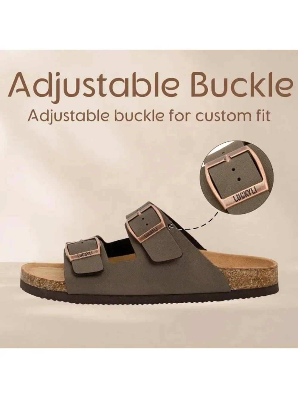 Kids Cork Footbed Slide Sandals with Adjustable Straps | Non-Slip Summer